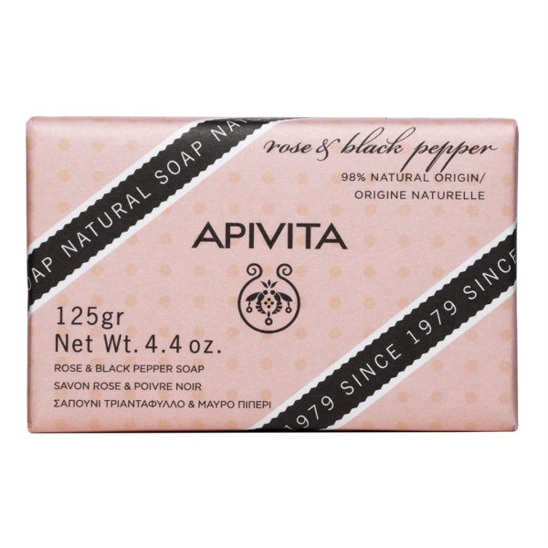 Γυναίκα Apivita Natural Soap με Τριαντάφυλλο & Μαύρο Πιπέρι – 125gr