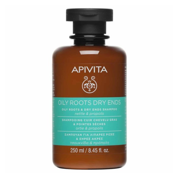 Άνδρας Apivita Oily Roots & Dry Ends Σαμπουάν Για Λιπαρές Ρίζες & Ξηρές Άκρες με Τσουκνίδα & Πρόπολη – 250ml Shampoo