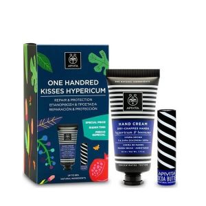Apivita one handred kisses hypericum Κρέμα Χεριών – 50ml & Lipcare Βούτυρο Κακάο – 4.4gr Γυναίκα Apivita one handred kisses hypericum Κρέμα Χεριών – 50ml & Lipcare Βούτυρο Κακάο – 4.4gr