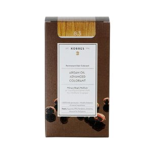 Βαφές Μαλλιών Korres Argan Oil Advanced Colorant Μόνιμη Βαφή Μαλλιών 8.3 Ξανθό Ανοιχτό Χρυσό/Μελί – 50ml