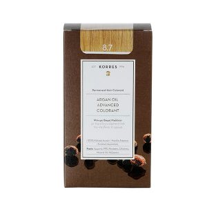 Βαφές Μαλλιών Korres Argan Oil Advanced Colorant Μόνιμη Βαφή Μαλλιών 8.7 Καραμέλα – 50ml
