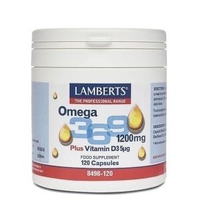 Άθληση - Κακώσεις Lamberts – Συμπλήρωμα Διατροφής με Ω-3-6-9 Λιπαρά Οξέα 1200mg και Βιταμίνη D3 5μg – 120caps
