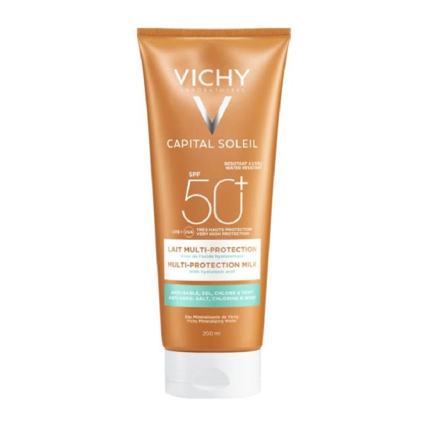 Άνοιξη Vichy – Capital Soleil Beach Protection Multi-Protection Milk Αντηλιακό Γαλάκτωμα με Υαλουρονικό Οξύ SPF50+ 200ml SunScreen