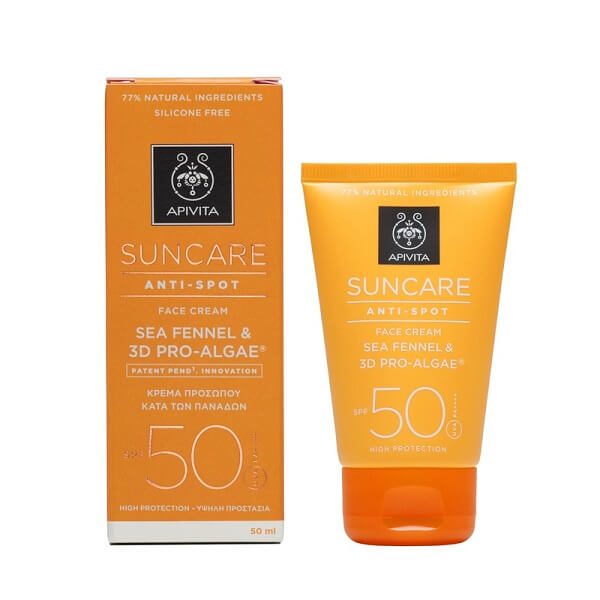 Face Sun Protetion Apivita – Suncare Anti-Spot Face Cream Sea Fennel and 3D Pro-Algae SPF50 50ml