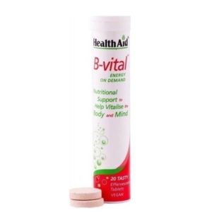 Ανοσοποιητικό-Χειμώνας Health Aid B-Vital με Γεύση Βερύκοκο Σύμπλεγμα βιταμινών Β C & Μετάλλων 20 Αναβράζοντα Δισκία