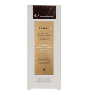 Γυναίκα Korres Abyssinia Superior Gloss Colorant Μόνιμη Βαφή Μαλλιών 4.7 Καστανό Σοκολατί – 50ml