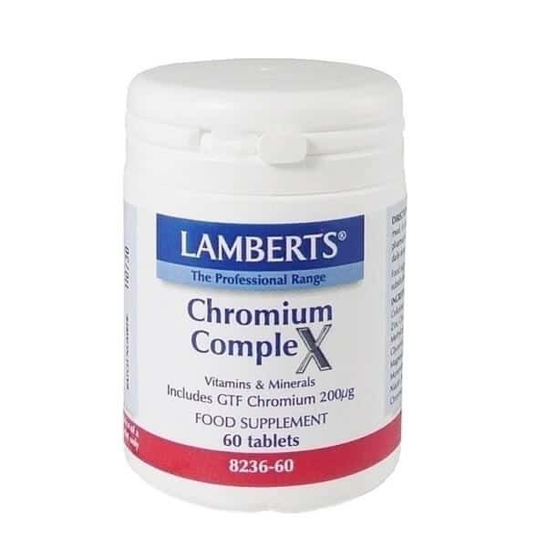 Μέταλλα - Ιχνοστοιχεία Lamberts – Συμπλήρωμα Διατροφής με Χρώμιο για τη Διατήρηση του Σακχάρου του Αίματος σε Φυσιολογικά Επίπεδα – 60tabs