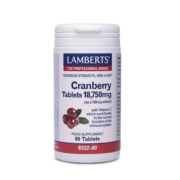 Βότανα Lamberts – Κάψουλες με Κράνμπερι 18.750mg για την Υγεία του Ουροποιητικού – 60caps