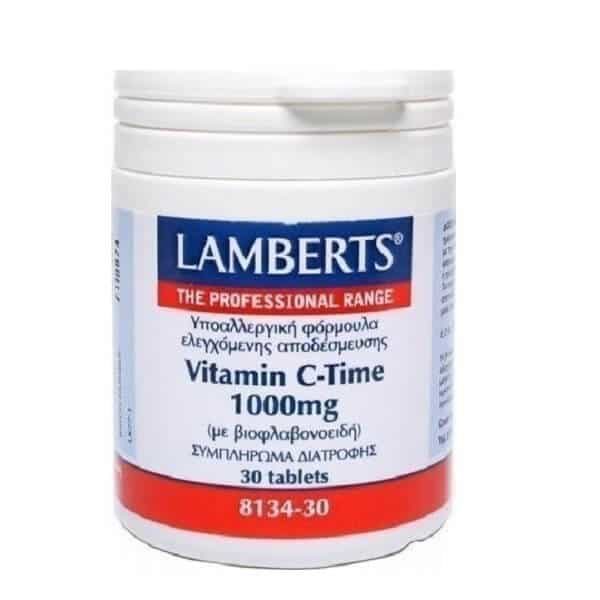 Ανοσοποιητικό Lamberts – Βιταμίνη C 1000mg Ελεγχόμενης Αποδέσμευσης με Βιοφλαβονοειδή – 30tabs