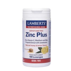 Health Immune System Lamberts – Zinc Plus Lozenges With Vitamin C and Bee Propolis Extract – 100loz