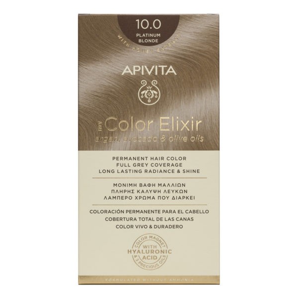 Βαφές Μαλλιών Apivita – My Color Elixir Μόνιμη Βαφή Μαλλιών Νο 10.0 Κατάξανθο (Βαφή 50ml & Γαλάκτωμα Ενεργοποίησης 75ml & Κρέμα Μαλλιών 2x15ml) Color Elixir