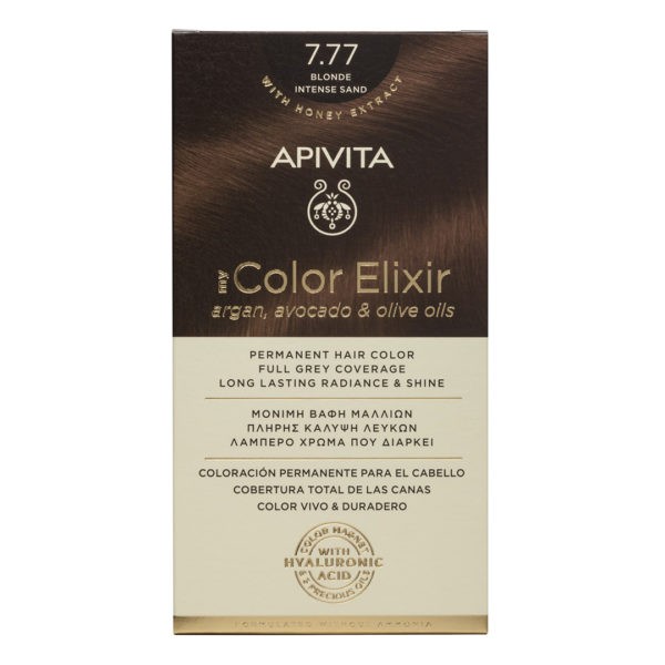 Γυναίκα Apivita – My Color Elixir Μόνιμη Βαφή Μαλλιών Νο 7.77  Ξανθό Έντονο Μπέζ  (Βαφή 50ml & Γαλάκτωμα Ενεργοποίησης 75ml & Κρέμα Μαλλιών 2x15ml) Color Elixir
