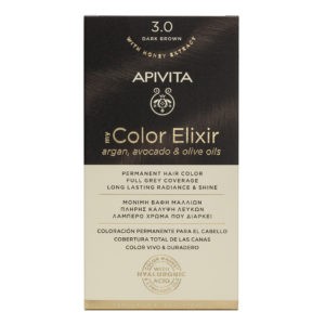 Βαφές Μαλλιών Apivita – My Color Elixir Μόνιμη Βαφή Μαλλιών Νο 3.0 Καστανό Σκούρο (Βαφή 50ml & Γαλάκτωμα Ενεργοποίησης 75ml & Κρέμα Μαλλιών 2x15ml) Color Elixir