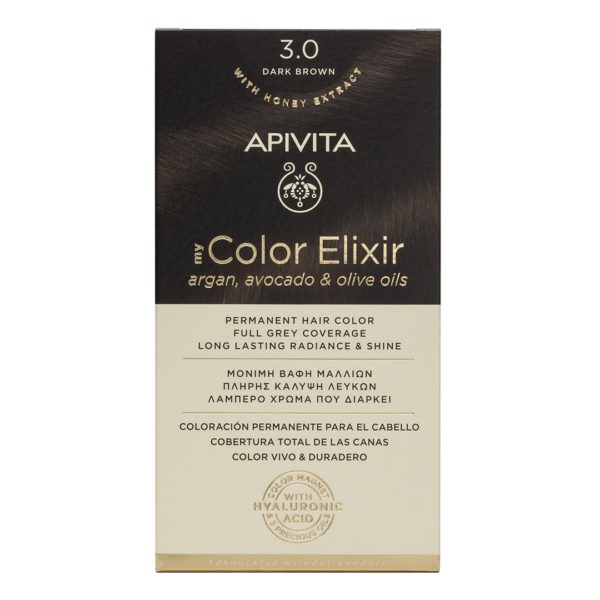Γυναίκα Apivita – My Color Elixir Μόνιμη Βαφή Μαλλιών Νο 3.0 Καστανό Σκούρο (Βαφή 50ml & Γαλάκτωμα Ενεργοποίησης 75ml & Κρέμα Μαλλιών 2x15ml) Color Elixir