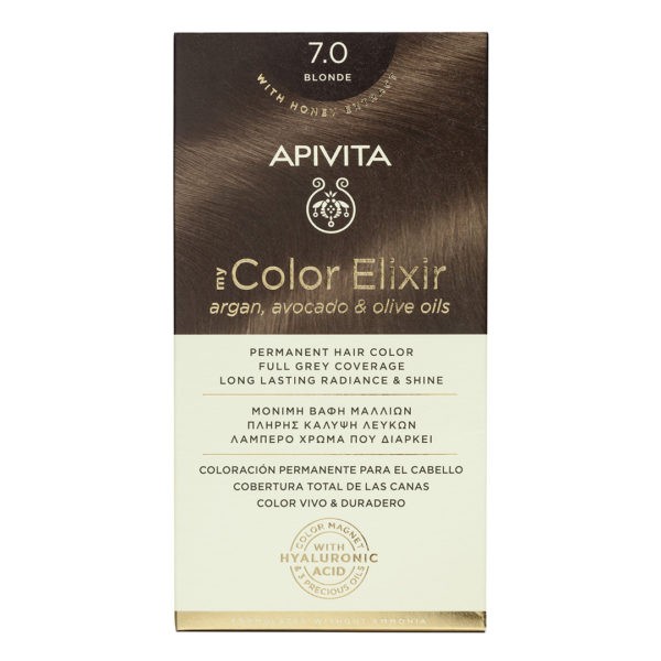 Γυναίκα Apivita – My Color Elixir Μόνιμη Βαφή Μαλλιών Νο 7.0 Φυσικό Ξανθό (Βαφή 50ml & Γαλάκτωμα Ενεργοποίησης 75ml & Κρέμα Μαλλιών 2x15ml) Color Elixir
