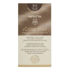Βαφές Μαλλιών Apivita – My Color Elixir Μόνιμη Βαφή Μαλλιών Νο 9.0  Ξανθό Πολύ Ανοιχτό (Βαφή 50ml & Γαλάκτωμα Ενεργοποίησης 75ml & Κρέμα Μαλλιών 2x15ml) Color Elixir