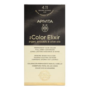 Βαφές Μαλλιών Apivita – My Color Elixir Μόνιμη Βαφή Μαλλιών Νο 4.11 Καστανό Έντονο Σαντρέ (Βαφή 50ml & Γαλάκτωμα Ενεργοποίησης 75ml & Κρέμα Μαλλιών 2x15ml) Color Elixir