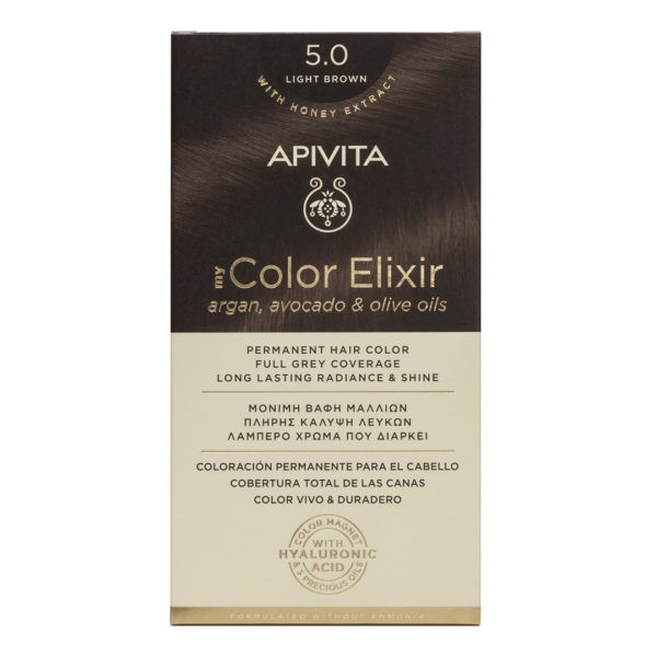 Γυναίκα Apivita – My Color Elixir Μόνιμη Βαφή Μαλλιών Νο 5.0  Καστανό Ανοιχτό (Βαφή 50ml & Γαλάκτωμα Ενεργοποίησης 75ml & Κρέμα Μαλλιών 2x15ml) Color Elixir
