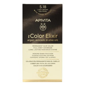 Βαφές Μαλλιών Apivita – My Color Elixir Μόνιμη Βαφή Μαλλιών Νο 5.18 Καστανό Ανοιχτό Σαντρέ (Βαφή 50ml & Γαλάκτωμα Ενεργοποίησης 75ml & Κρέμα Μαλλιών 2x15ml) Color Elixir