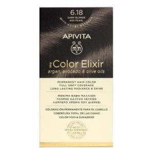 Βαφές Μαλλιών Apivita – My Color Elixir Μόνιμη Βαφή Μαλλιών Νο 6.18 Ξανθό Σκούρο Σαντρέ Περλέ (Βαφή 50ml & Γαλάκτωμα Ενεργοποίησης 75ml & Κρέμα Μαλλιών 2x15ml) Color Elixir
