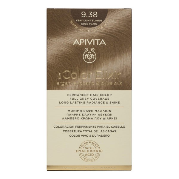 Βαφές Μαλλιών Apivita – My Color Elixir Μόνιμη Βαφή Μαλλιών Νο 9.38  Ξανθό Ανοιχτό Μελί Περλέ -20% (Βαφή 50ml & Γαλάκτωμα Ενεργοποίησης 75ml & Κρέμα Μαλλιών 2x15ml) Color Elixir