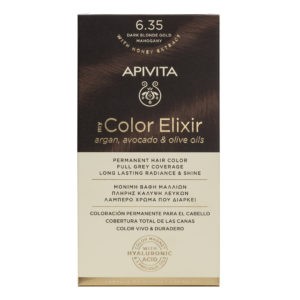 Γυναίκα Apivita – My Color Elixir Μόνιμη Βαφή Μαλλιών Νο 6.35 Ξανθό Σκούρο Μελί Μαονί (Βαφή 50ml & Γαλάκτωμα Ενεργοποίησης 75ml & Κρέμα Μαλλιών 2x15ml) Color Elixir