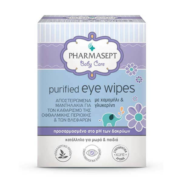 Μαμά - Παιδί Pharmasept Baby Care Purified Eye Wipes Αποστειρωμένα Μαντηλάκια Για Τον Καθαρισμό Της Οφθαλμολογικής Περιοχής & Των Βλεφάρων 10 Τμχ.