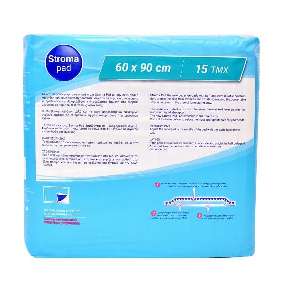 Incontinence Aids StromaPad – Absorbent Disposable Underpads 60×90 15 pcs