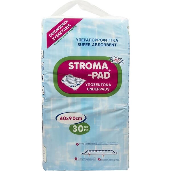 Βοηθήματα Ακράτειας StromaPad – Απορροφητικά Υποσέντονα Μια Χρήσης 60×90 30τμχ