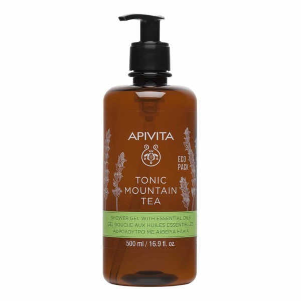 Body Care Apivita – Tonic Mountain Tea Shower Gel with Essential Oils Ecopack 500ml