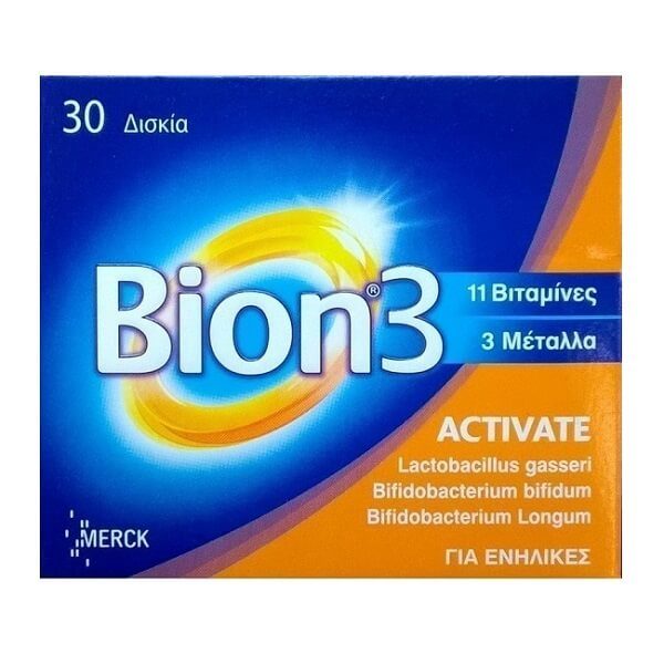 Vitamins Bion 3 Activate with 3 Types Probiotics & Coenzyme Q10 30 Tabs