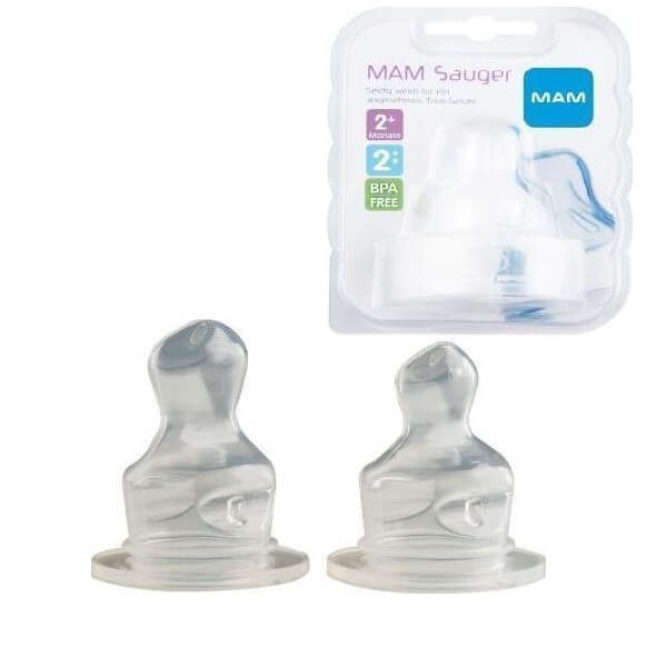 Feeding Bottles - Teats For Breast Feeding Mam-Teat-Easily-Accepted-by-Babies-for-a-Familiar-Feeling-Medium-Size2-2-Months-2pcs-405S