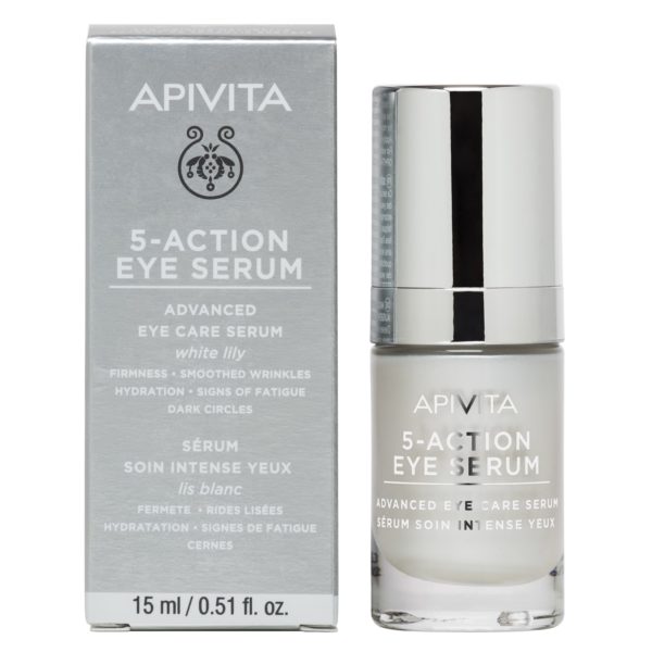 Περιποίηση Προσώπου Apivita – 5-Action Eye Serum Ορός Εντατικής Φροντίδας για τα Μάτια 15ml wineElixir-beeRadiant-FiveAction