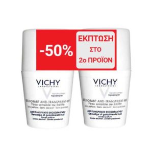 Γυναίκα Vichy – Αποσμητικό Roll-On για Ευαίσθητες ή Αποτριχωμένες Επιδερμίδες 48h Προστασία 2x50ml Vichy - Dercos Promo