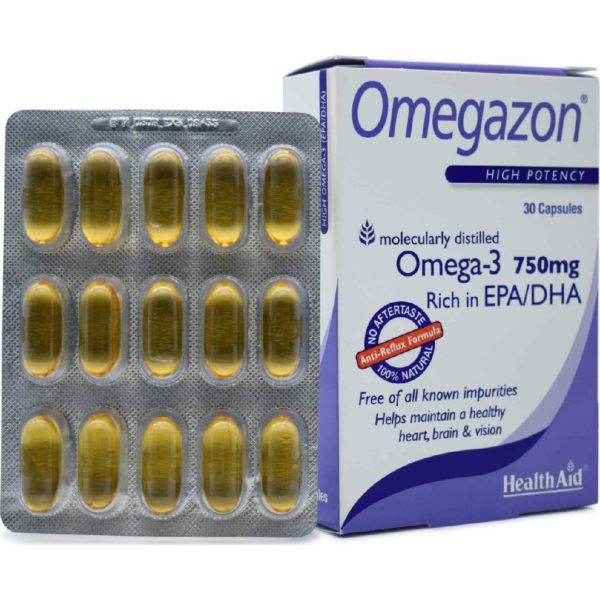 Διατροφή Health Aid Omegazon Omega 3 Iχθυέλαιο με Ωμέγα 3 Λιπαρά Οξέα 750mg για Καρδιά & Κυκλοφοριακό 30 Κάψουλες