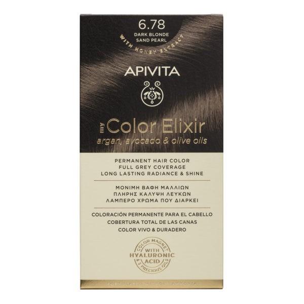 Γυναίκα Apivita – My Color Elixir Μόνιμη Βαφή Μαλλιών Νο 6.78 Ξανθό Σκούρο Μπεζ Περλέ Color Elixir