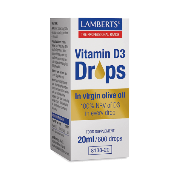 Nutrition Lamberts – Vitamin D3 Drops in Virgin Olive Oil 20ml