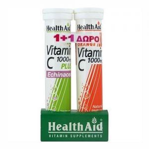 Health Aid Βιταμίνη C 1000mg με Εχινάκεια & Γεύση Λεμόνι 20 Αναβράζοντα Δισκία + με Γεύση Πορτοκάλι 20 Αναβράζοντα Δισκία (1+1) Βιταμίνες Health Aid Βιταμίνη C 1000mg με Εχινάκεια & Γεύση Λεμόνι 20 Αναβράζοντα Δισκία + με Γεύση Πορτοκάλι 20 Αναβράζοντα Δισκία (1+1)