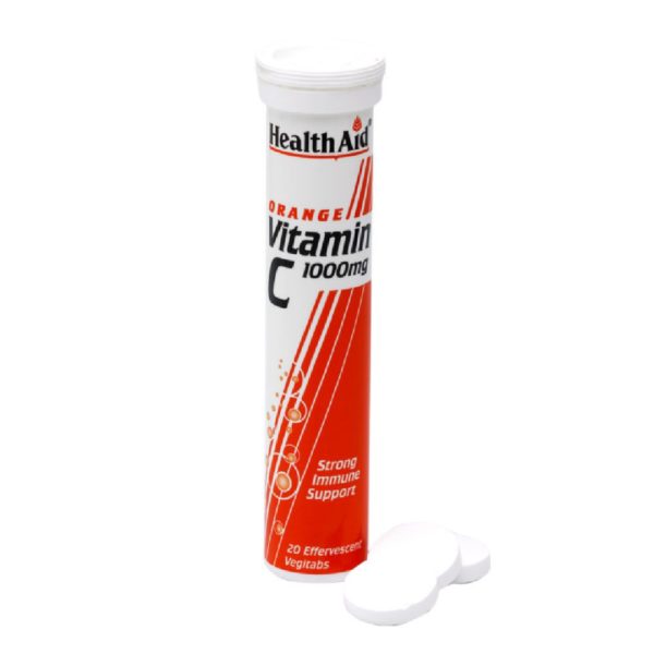 Βιταμίνες Health Aid – Βιταμίνη C 1000mg με Γεύση Λεμόνι 20 Αναβράζοντα Δισκία + με Γεύση Πορτοκάλι 20 Αναβράζοντα Δισκία (1+1)