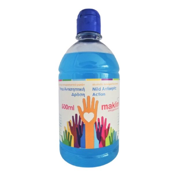 => STOP COVID-19 Maklin – Αλκοολούχο Καθαριστικό Χεριών Αντισηπτική Δράση 70% 500ml Covid-19 Kids Protection