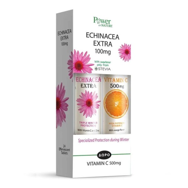 Βιταμίνες PowerHealth – Echinacea Extra με Γλυκαντικό από Στέβια και Δώρο Vitamin C 500mg