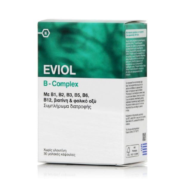 Βιταμίνες Eviol – B-Complex Συμπλήρωμα Συμπλέγματος Βιταμίνης B για τη Φυσιολογική Λειτουργία του Νευρικού Συστήματος 30 caps