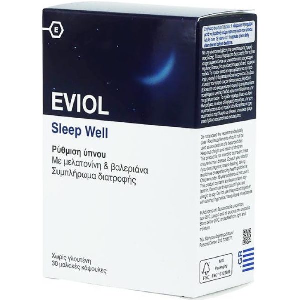Άγχος - Στρες - Χαλάρωση Eviol – Sleep Well Φόρμουλα με Βαλεριάνα και Μελατονίνη για την Αντιμετώπιση της Αϋπνίας 30 caps