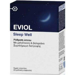 Άγχος - Στρες - Χαλάρωση Eviol – Sleep Well Φόρμουλα με Βαλεριάνα και Μελατονίνη για την Αντιμετώπιση της Αϋπνίας 60 caps