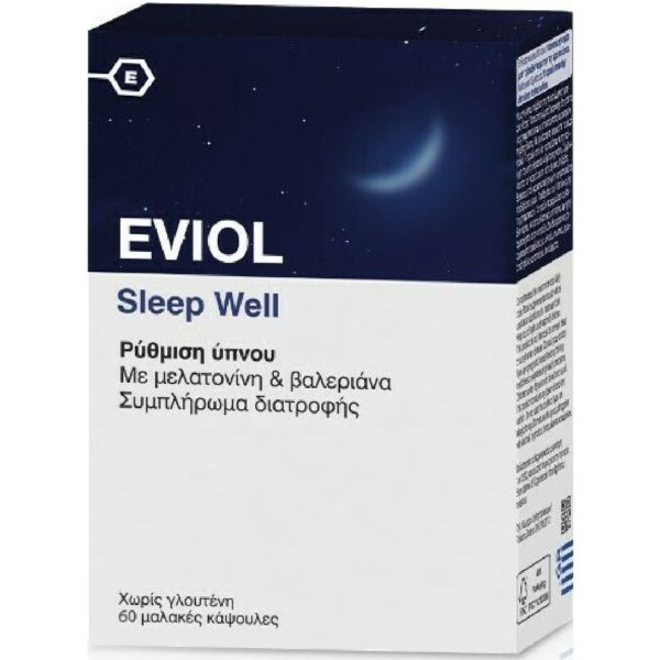 Άγχος - Στρες - Χαλάρωση Eviol – Sleep Well Φόρμουλα με Βαλεριάνα και Μελατονίνη για την Αντιμετώπιση της Αϋπνίας 60 caps