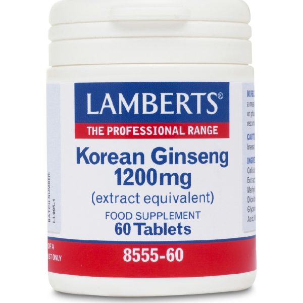 Βότανα Lamberts – Korean Ginseng (Panax Ginseng) 1200mg για την Διατήρηση της Ευεξίας 60tabs