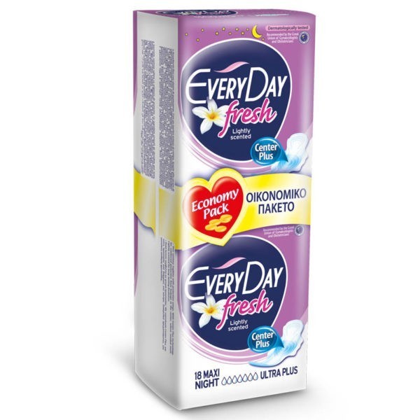 Sanitary Narkins - Tampons EveryDay – Sensitive Fresh Maxi Night Ultra Plus Center Plus Economy Pack 18pcs