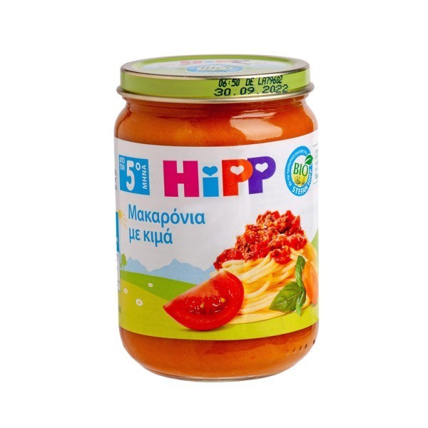 Βρεφικές Τροφές Hipp – Βρεφικό Γεύμα Μακαρόνια με Κιμά και Φρέσκια Τομάτα από τον 5ο Μήνα 190gr