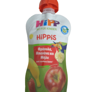 Διατροφή Βρέφους Hipp – Hippis Παρασκεύασμα Φρούτων Φράουλα Μπανάνα και Μήλο Από 1 Έτους 100gr