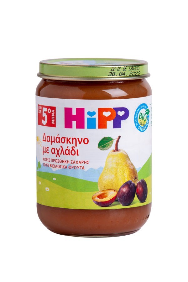 Διατροφή Βρέφους Hipp – 3Βρεφική Φρουτόκρεμα Δαμάσκηνο με Αχλάδι 5Μ+ 190g